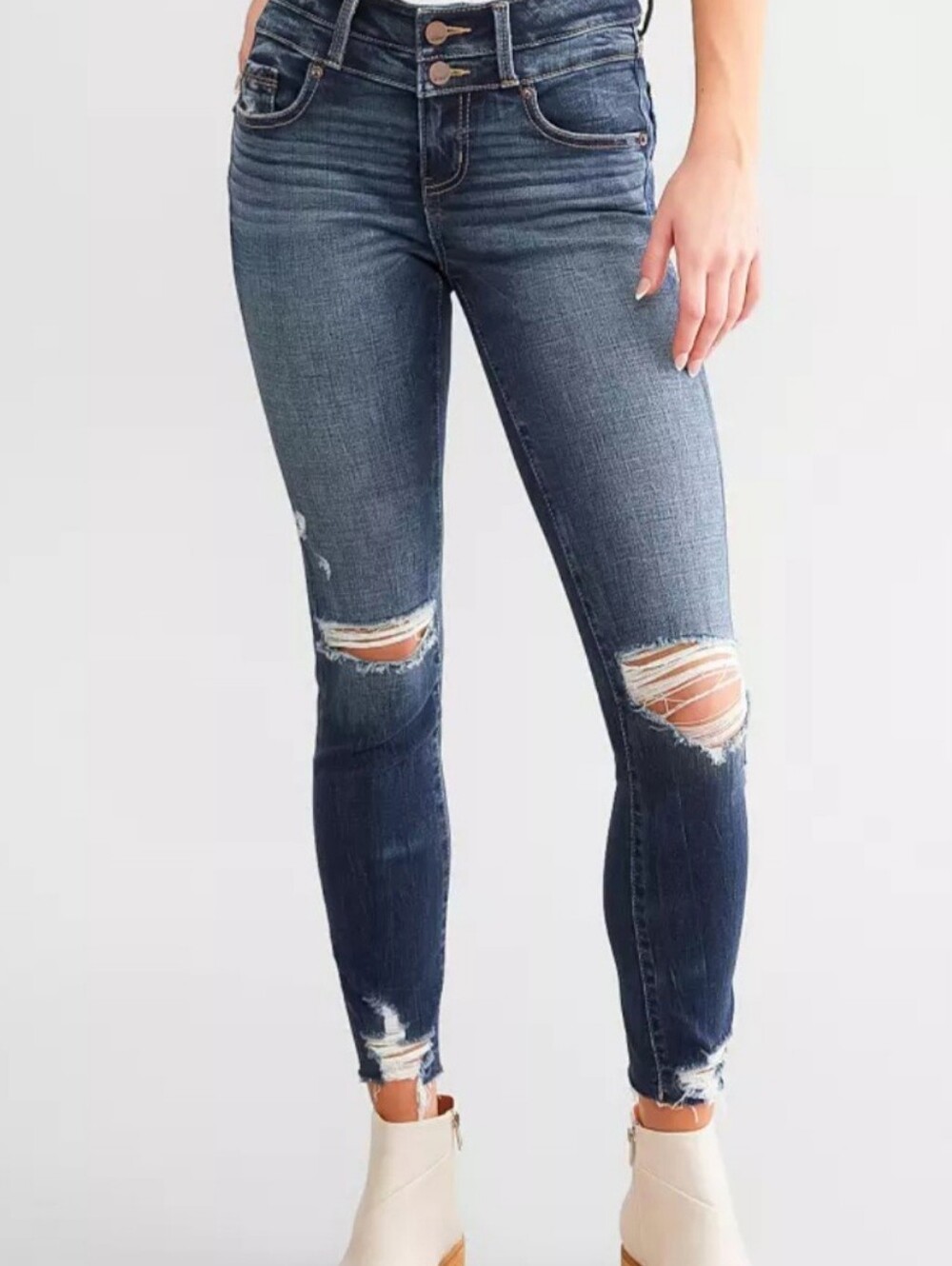 Buckle Women's Skinny Jeans - Dark Indigo Blue - Picture 4 of 5